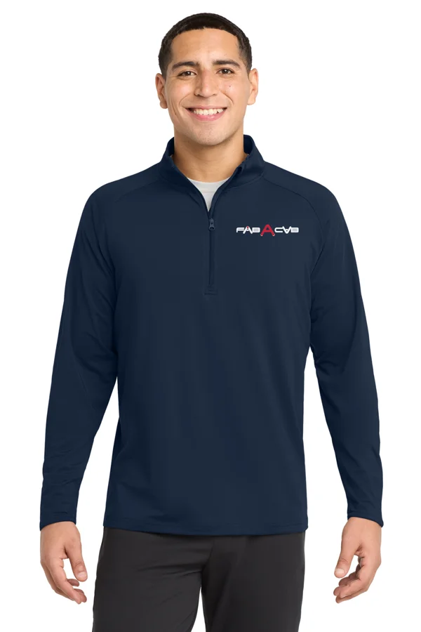 Navy Sport-Tek quarter-zip pullover with FabACab logo